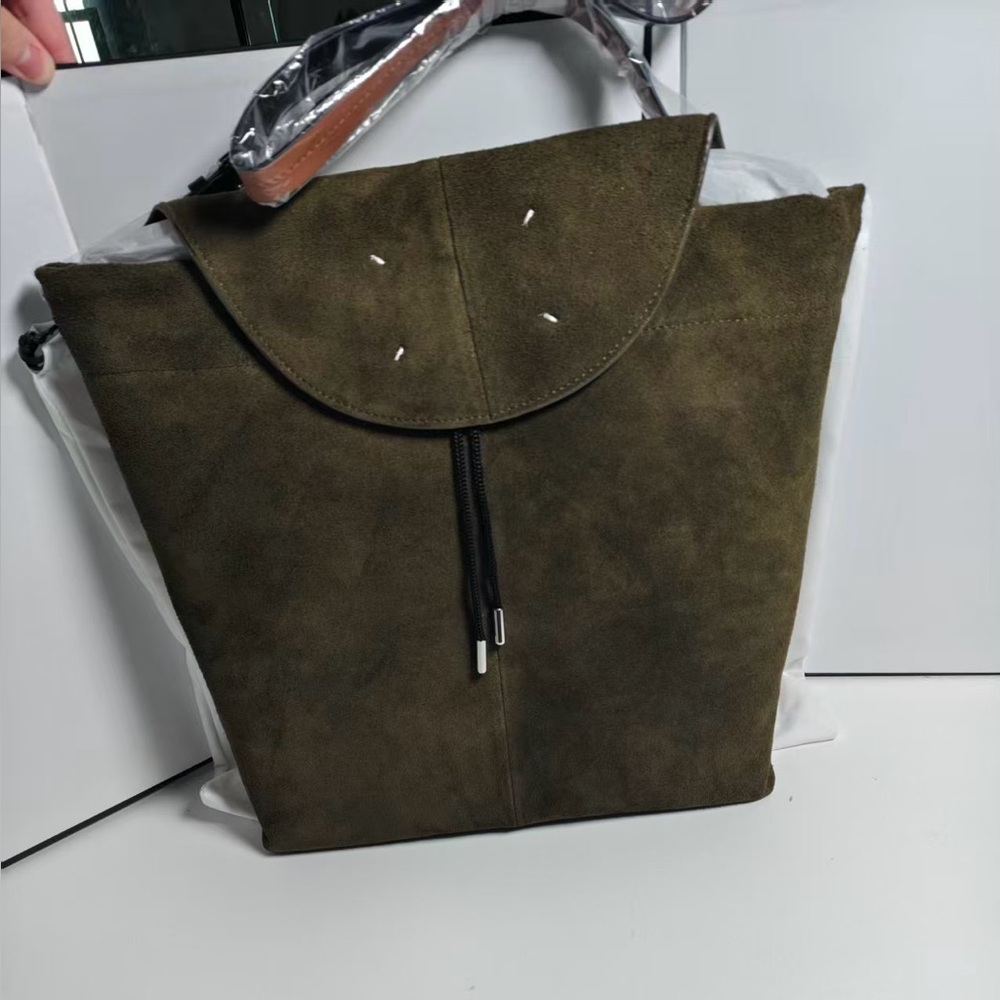 Martin Margiela Olive Green Suede Tote Bag